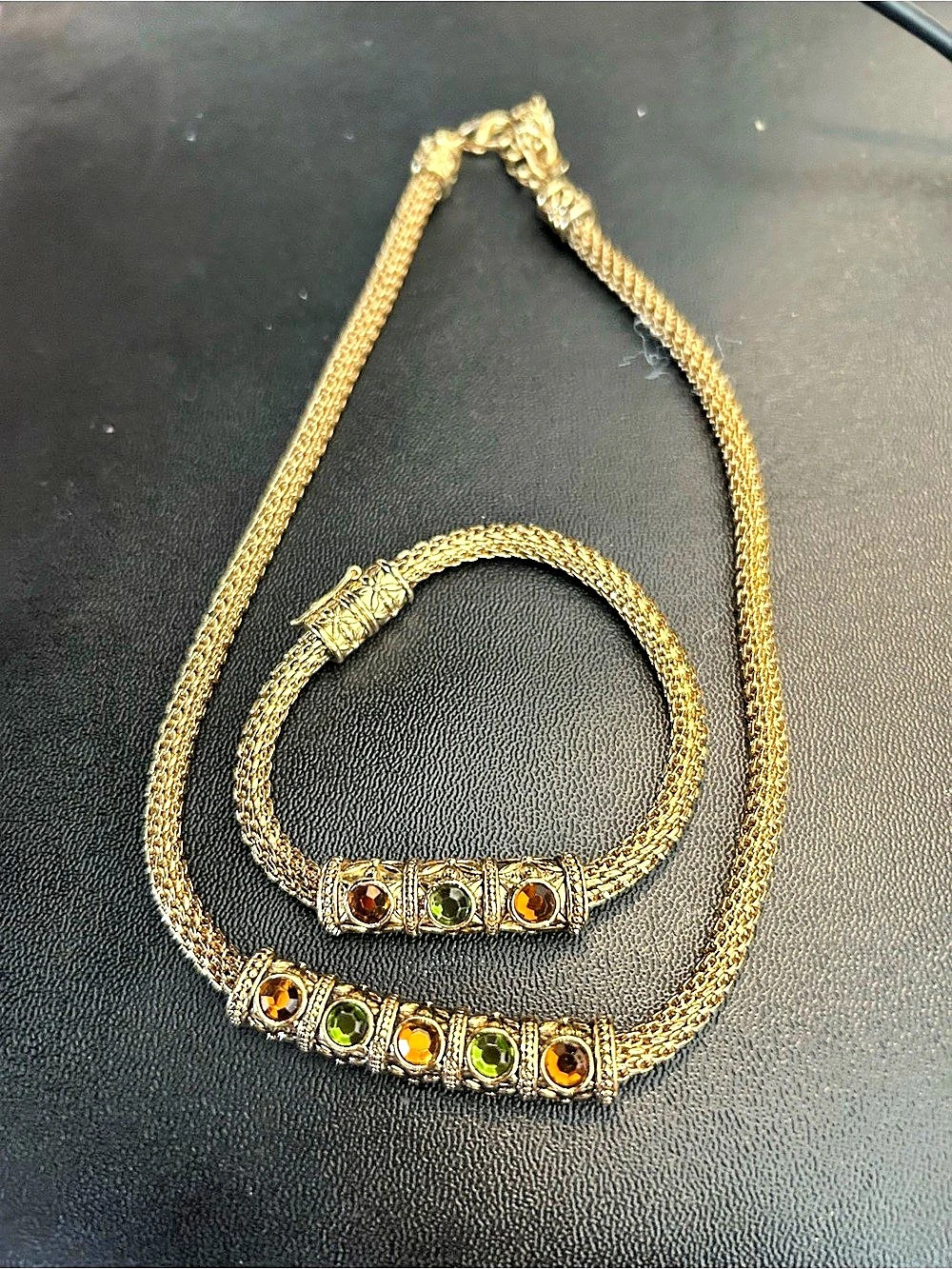 Napier Gold & Green Statement Necklace Like New
